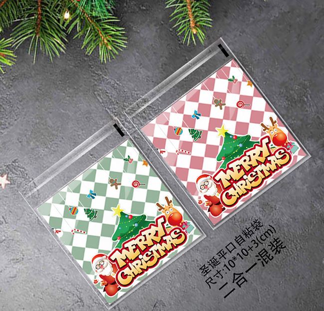 B006 聖誕紅綠格子二合一自黏
