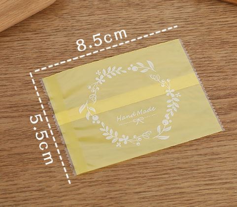 B505 黃-透明花環平口袋5.5*8.5cm
