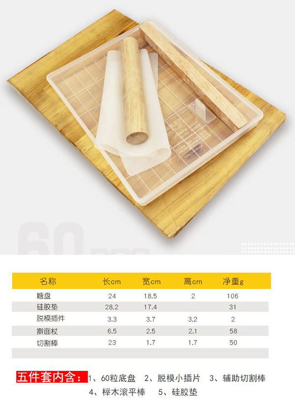 WQ01 塑料格線-牛軋糖盤5件套